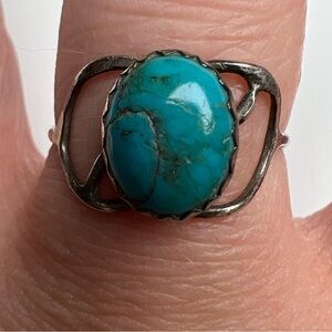 Handmade Turquoise Sterling Silver 925 Ring, Size 8